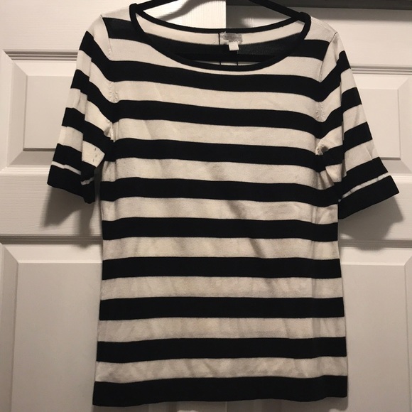 NY&CO black and white striped sweater, 3/4 sleeves - Picture 1 of 4